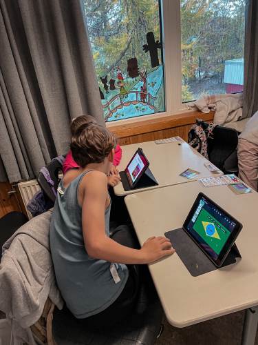 4.klassingene øvet seg først på å presentere for hverandre. 